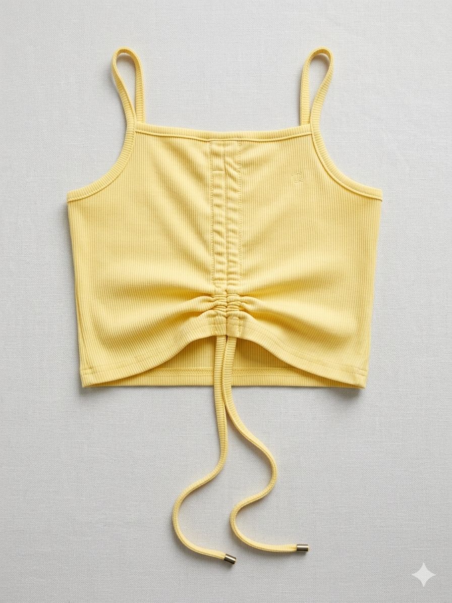 Girls Yellow Ruched Crop Top
