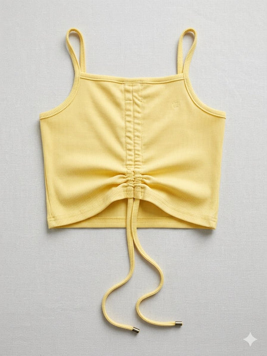 Girls Yellow Ruched Crop Top