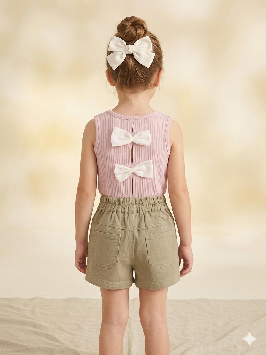 Girls Bow-Back Set – Top & Shorts