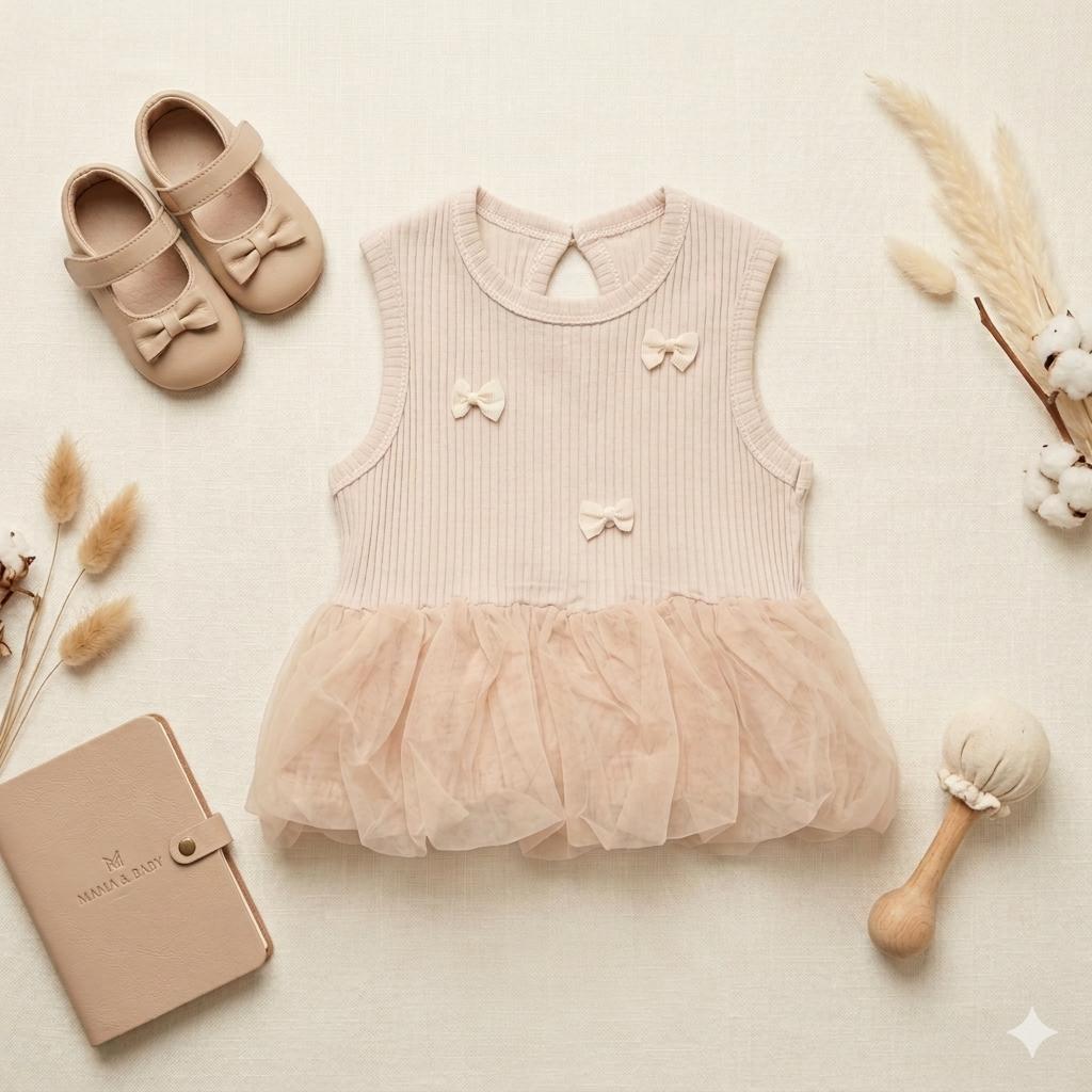 Girls Bow Tulle Top