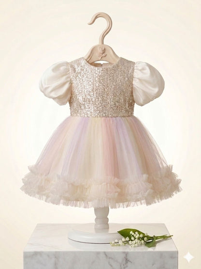Girls Sequin Bow Tulle Dress