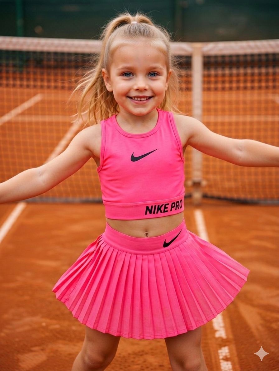Girls Tennis Set – Crop Top & Skirt