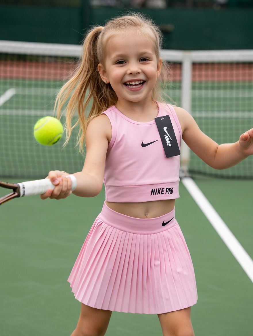 Girls Tennis Set – Crop Top & Skirt