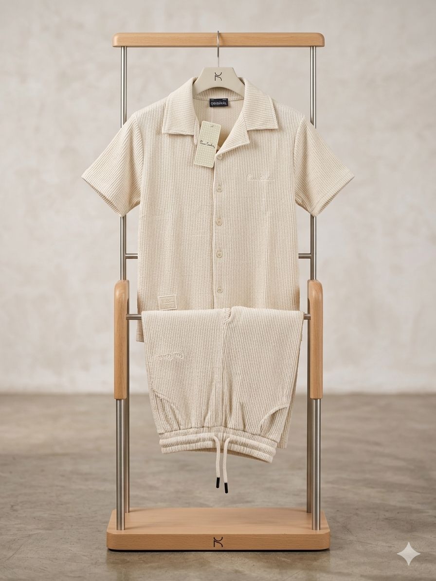 Boys Textured Shirt & Shorts Set