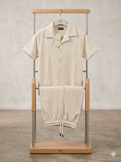 Boys Textured Shirt & Shorts Set