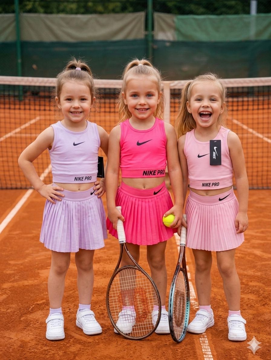Girls Tennis Set – Crop Top & Skirt