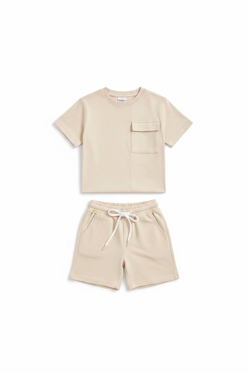 Boys Beige Set Flat Lay