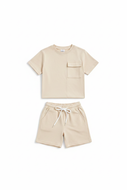 Boys Beige Set Flat Lay